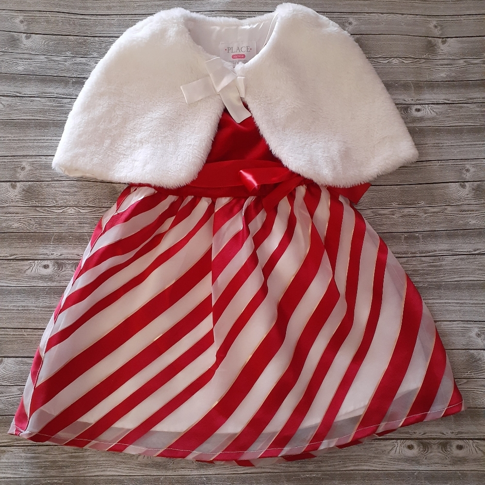 🎉3xHP/Live🎉🔥3/$70 The Children's Place Dress & Faux Fur Bolero Shrug